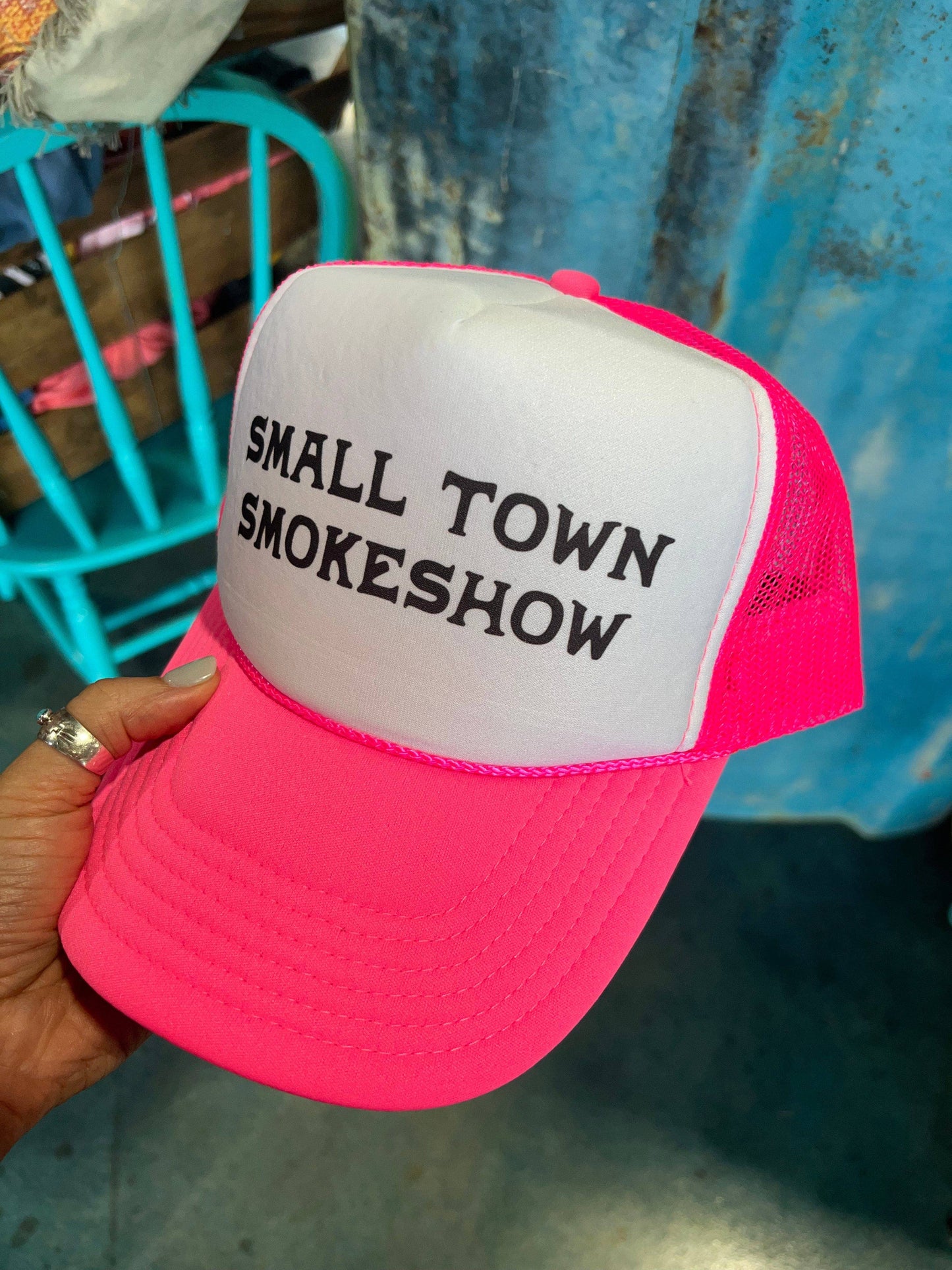 Small Town Smokeshow - Foam Trucker Cap - Hot Pink
