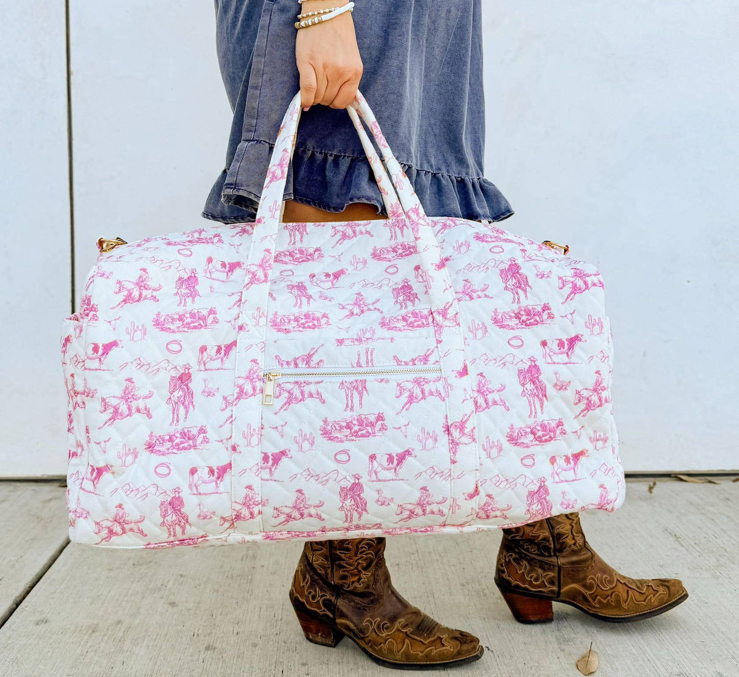 Vintage Cowgirl Pattern Duffle Bag