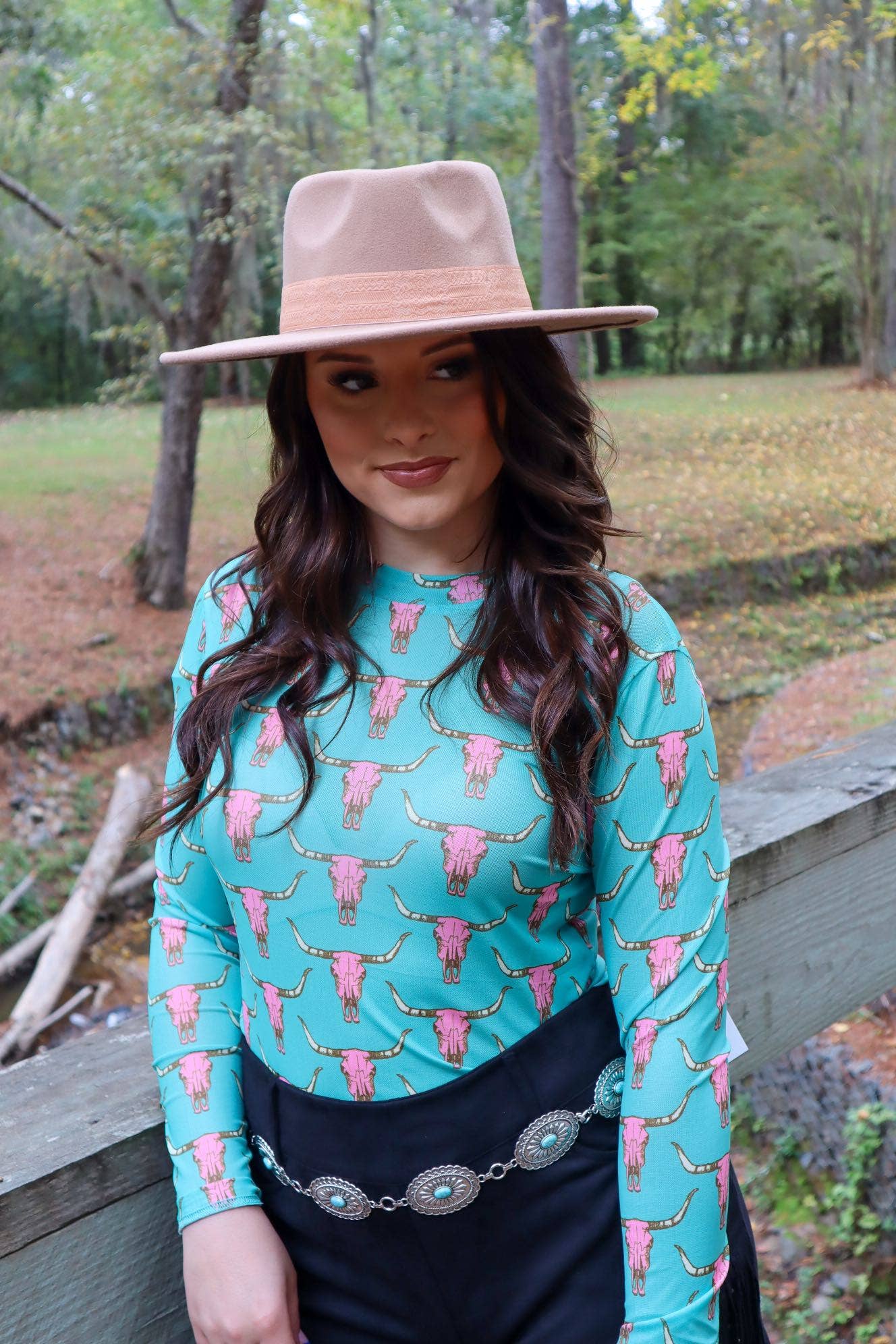 Cute Heifer Long Sleeve Mesh Top - Skull - MK165: Cow Skull / S