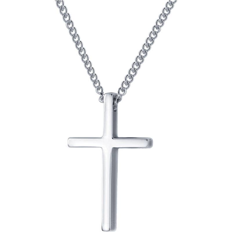 Dainty Cross Charm Pendant Necklace in 925 Sterling Silver: Silver
