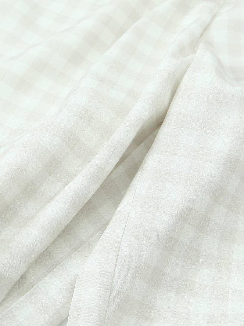 Gingham Side-Bow Pants: LIGHT BLUE / M