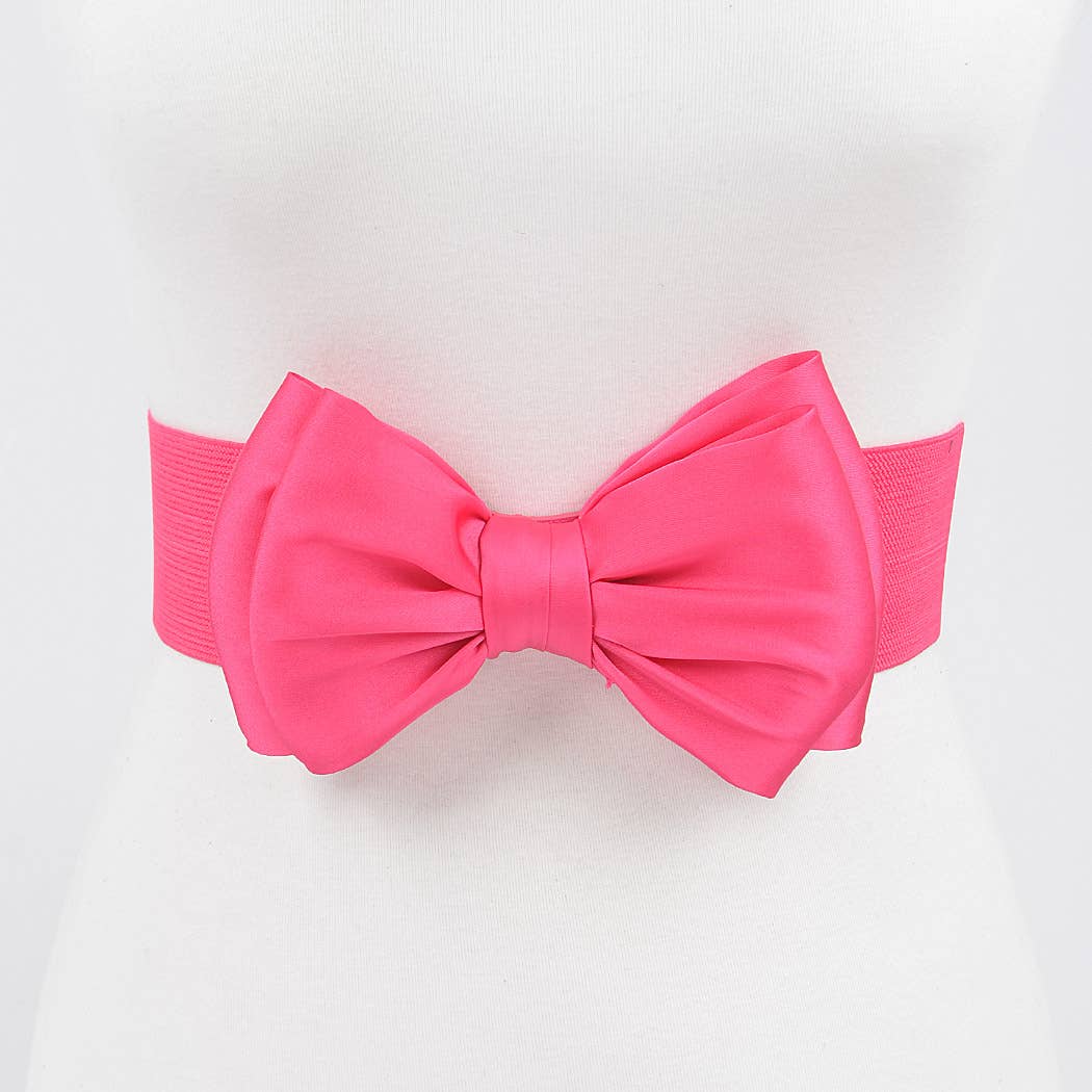 Elastic Ribbon Belt: Fuschia
