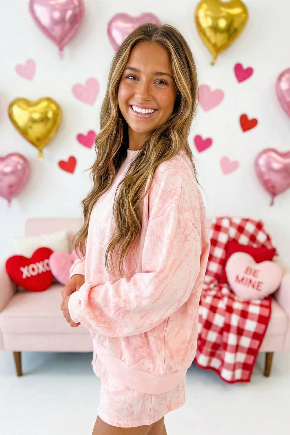 Camo Mock Neck Top and Short Set - Pink