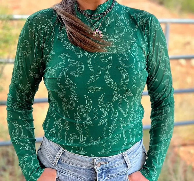 Bonfire Nights Mesh Top Green: L