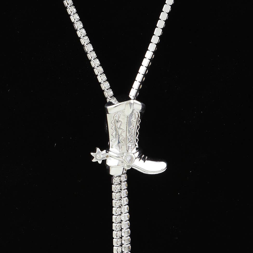 Bejeweled Cowboy Boot Toggle Necklace: SCL