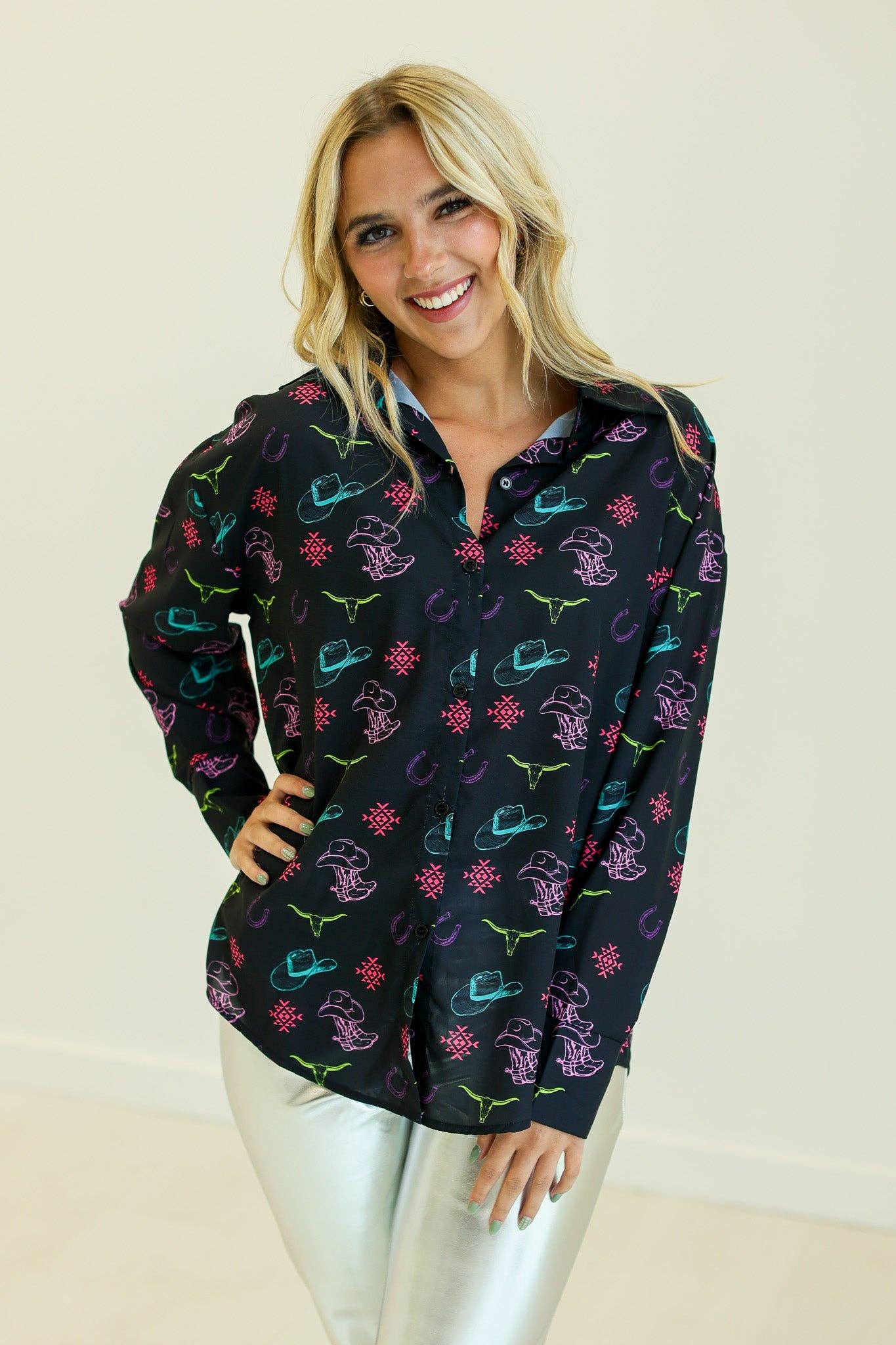 Kathryn Classic Button-Up, Black Western Elements: Black / M