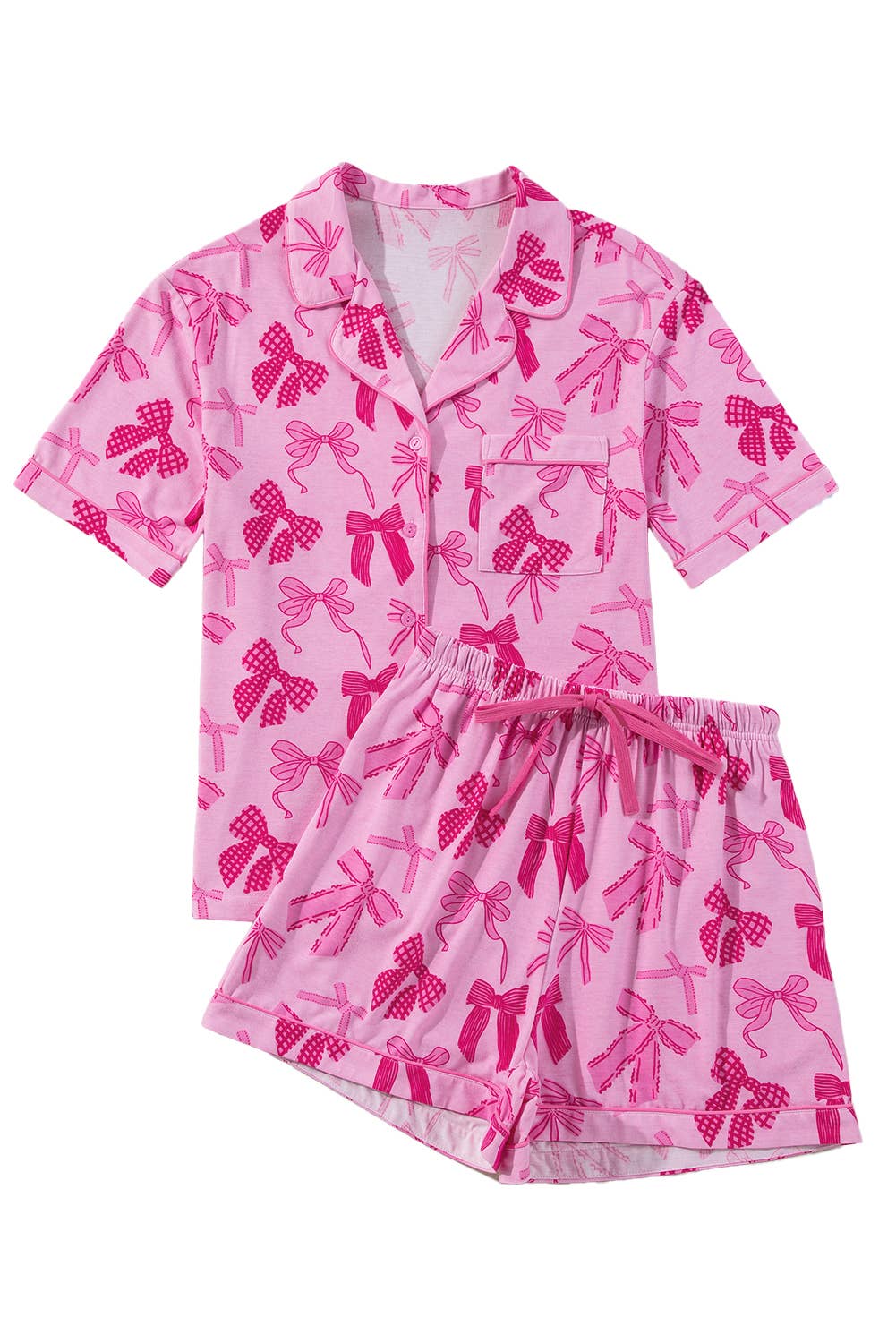 Pretty in Pink Bow Print Pajamas Set