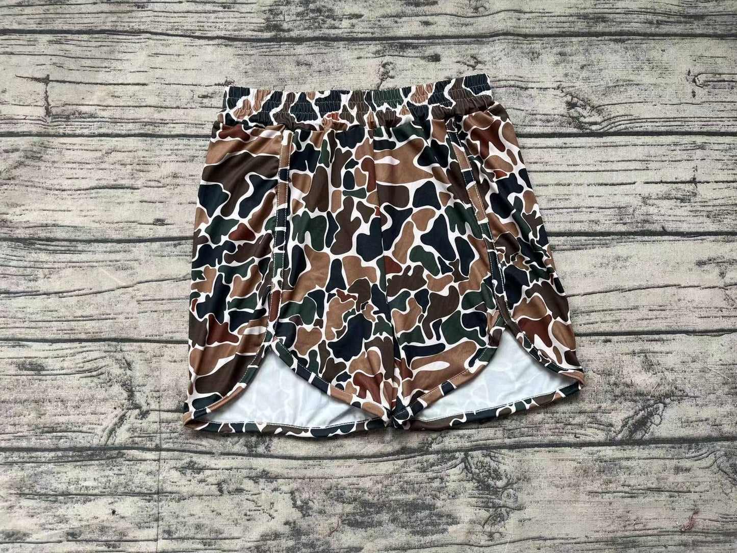 Adult Women Brown Camo Bottoms Shorts: L