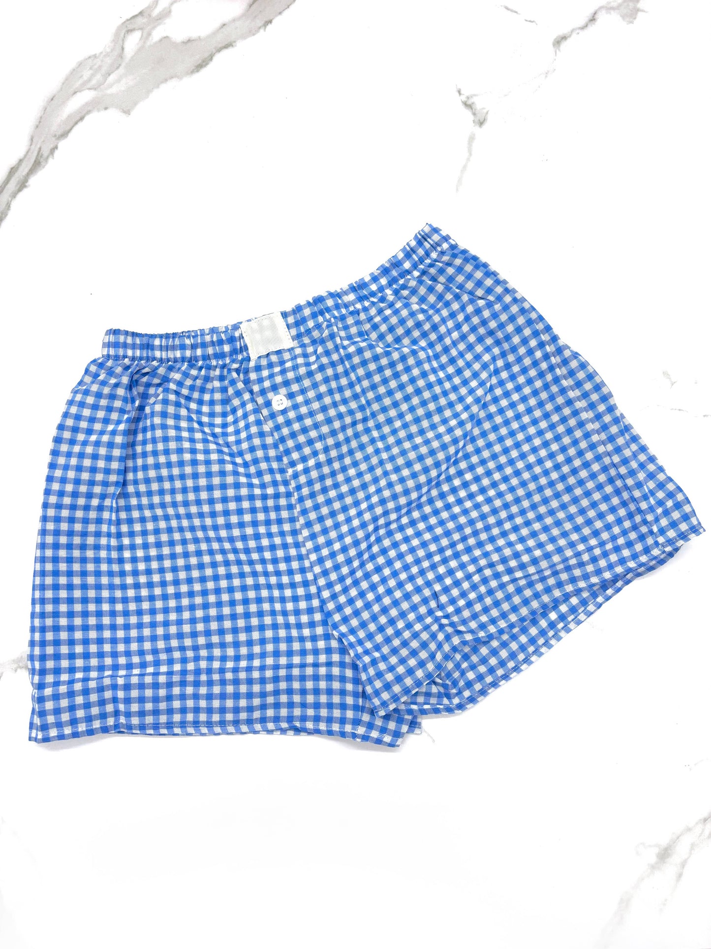 Gingham High-Rise Shorts: RED / M
