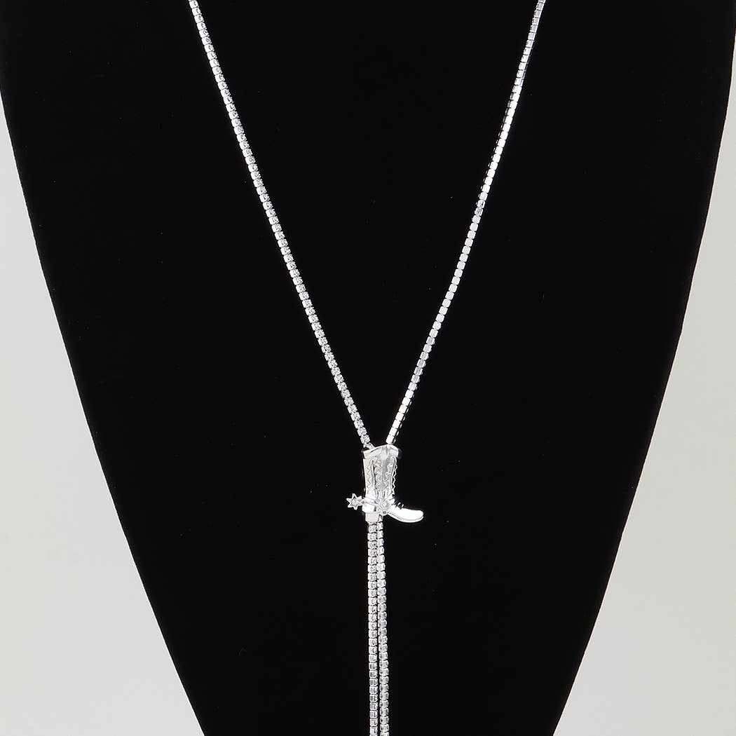 Bejeweled Cowboy Boot Toggle Necklace: GCL