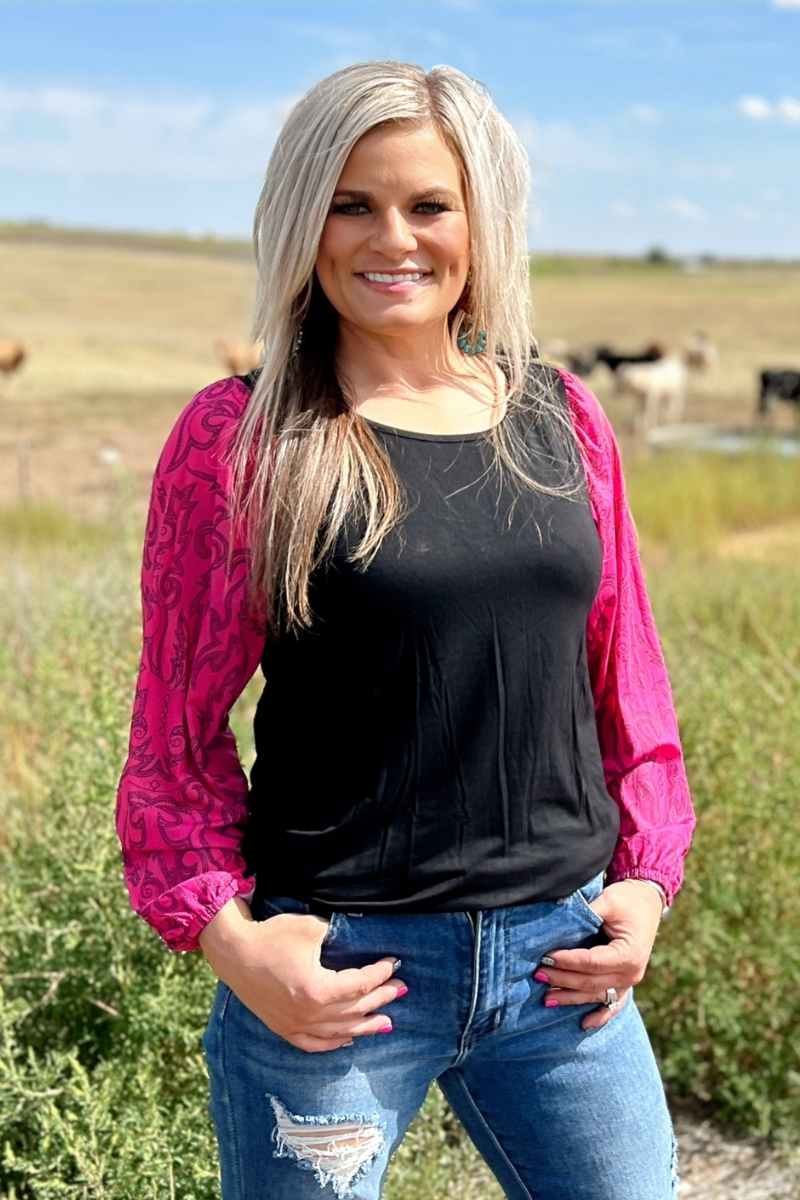 Cowgirls Like Us Bubble Sleeve Top: S