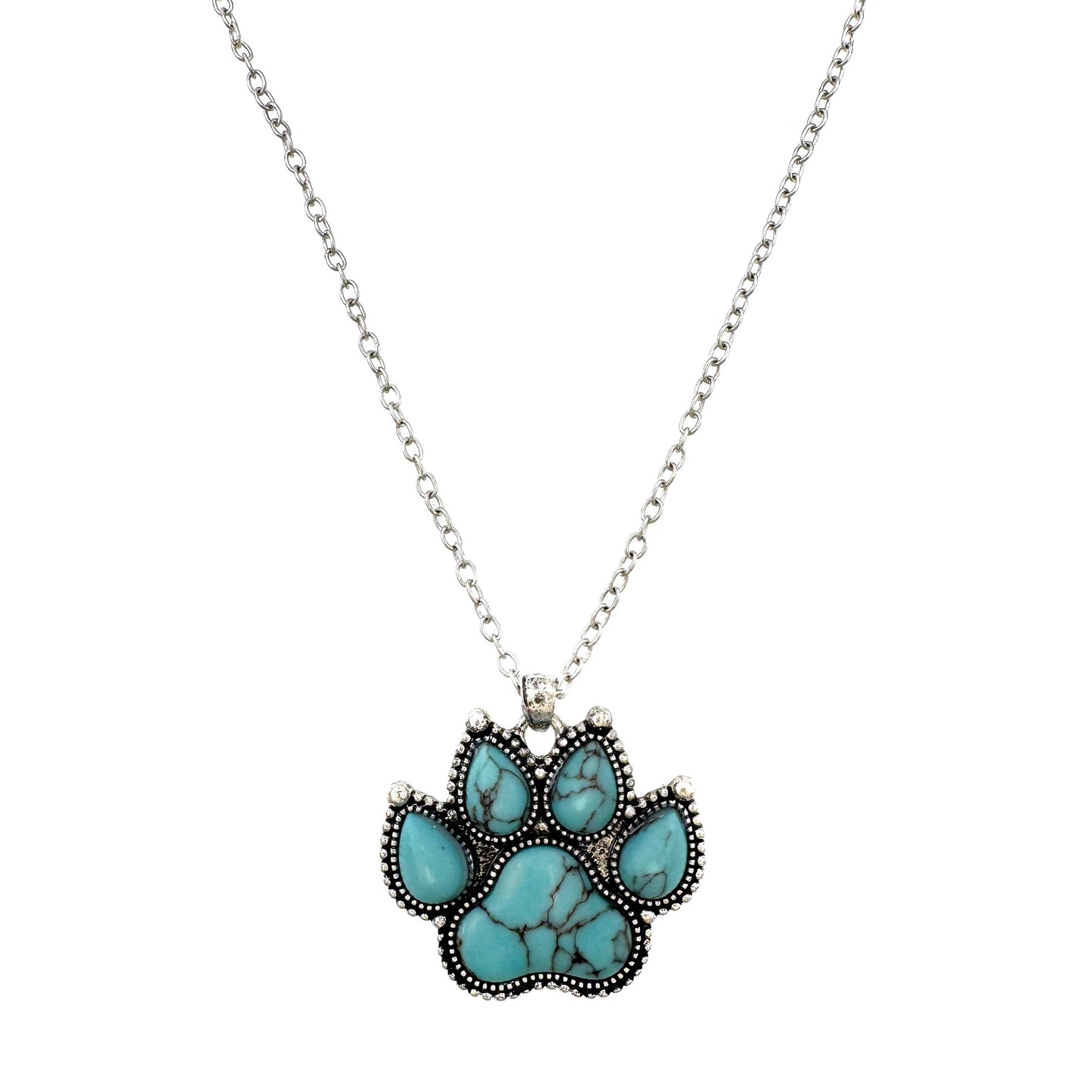 Turquoise Stone Paw Necklace: Turquoise