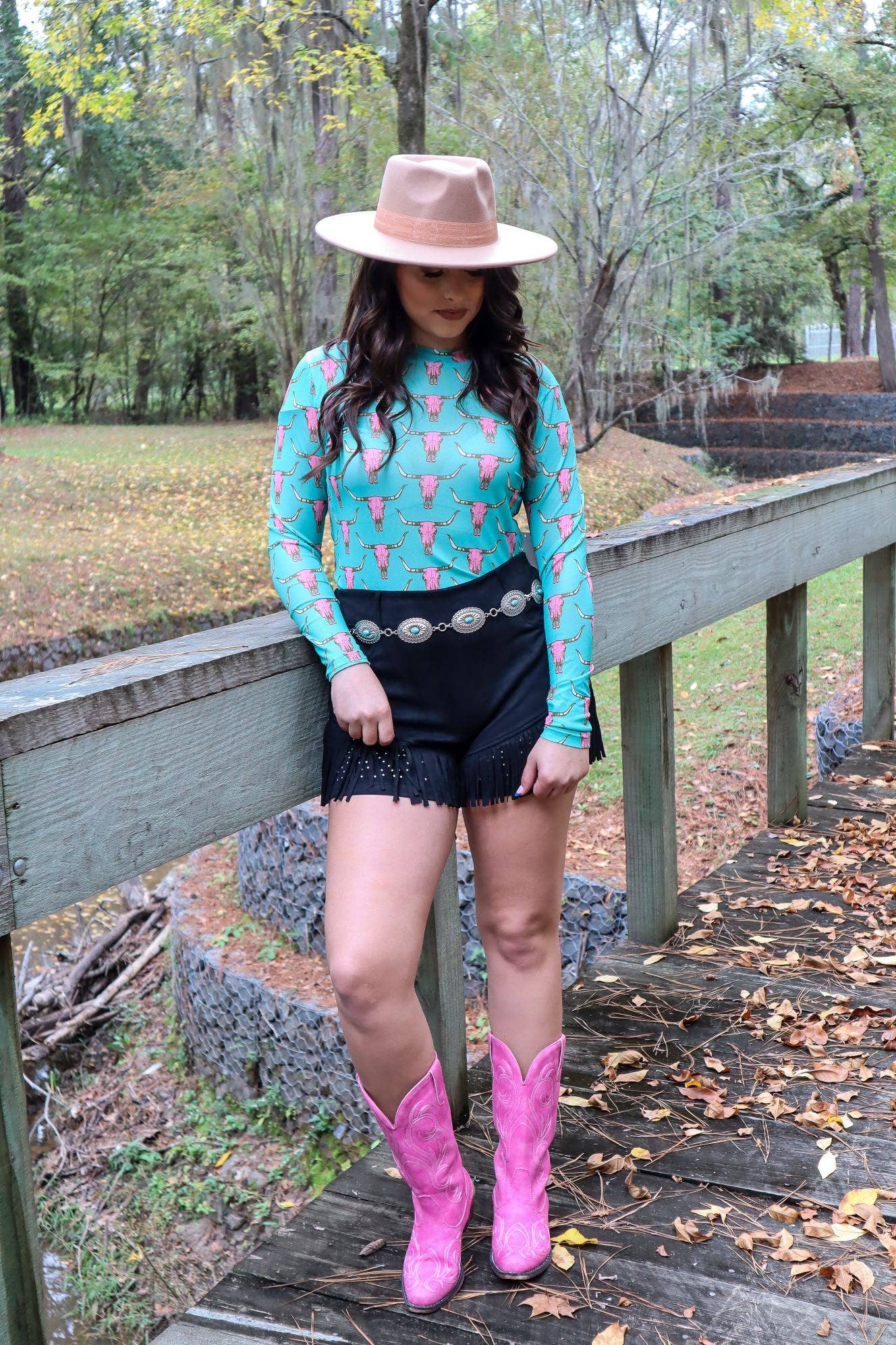 Cute Heifer Long Sleeve Mesh Top - Skull - MK165: Cow Skull / S