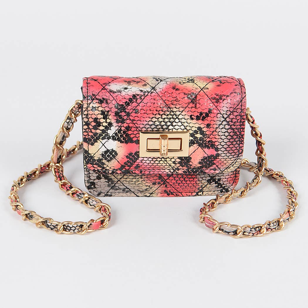 New Multi Snake Print Mini Bag: Multicolor