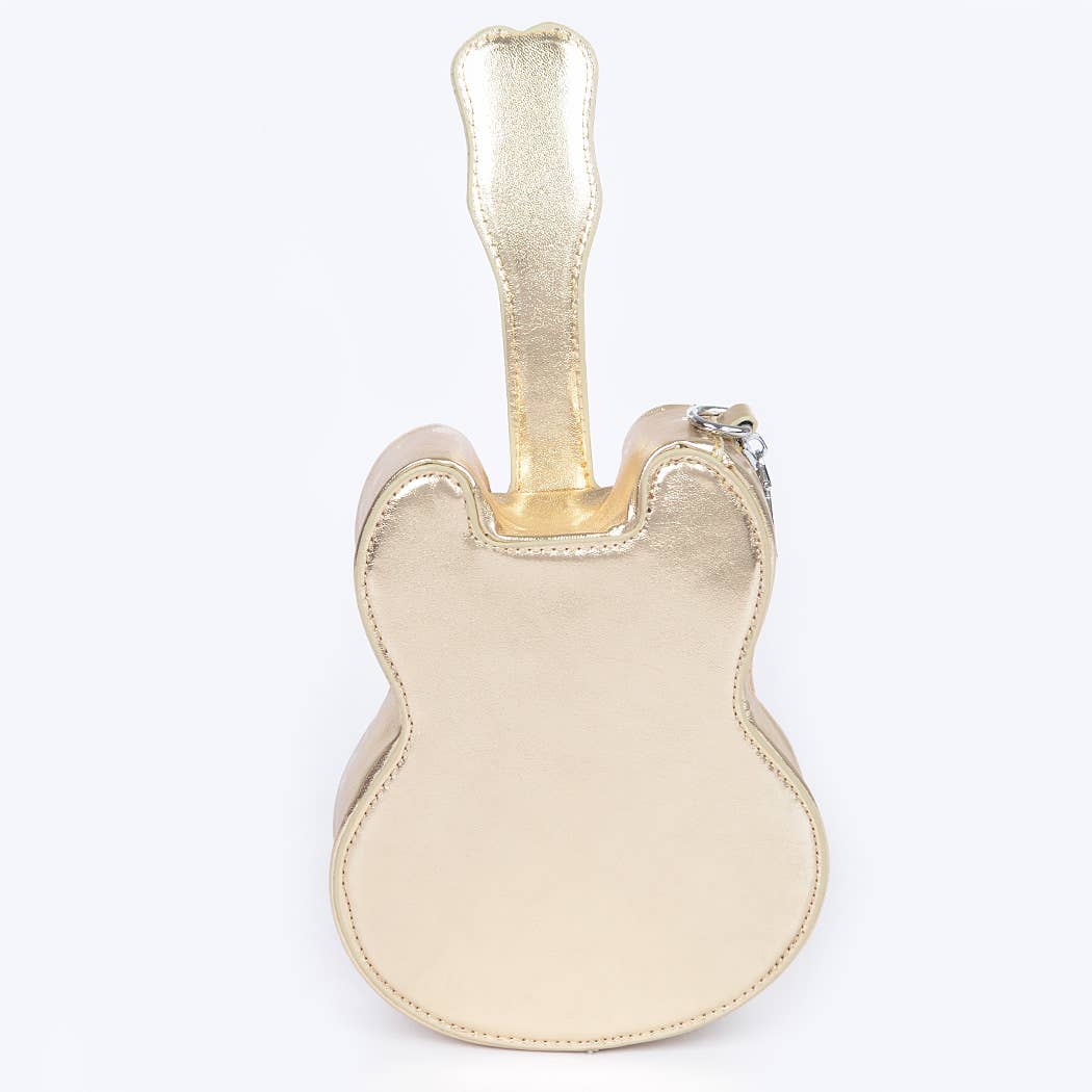 Metallic Faux Leather Guitar Novelty Bag: GD