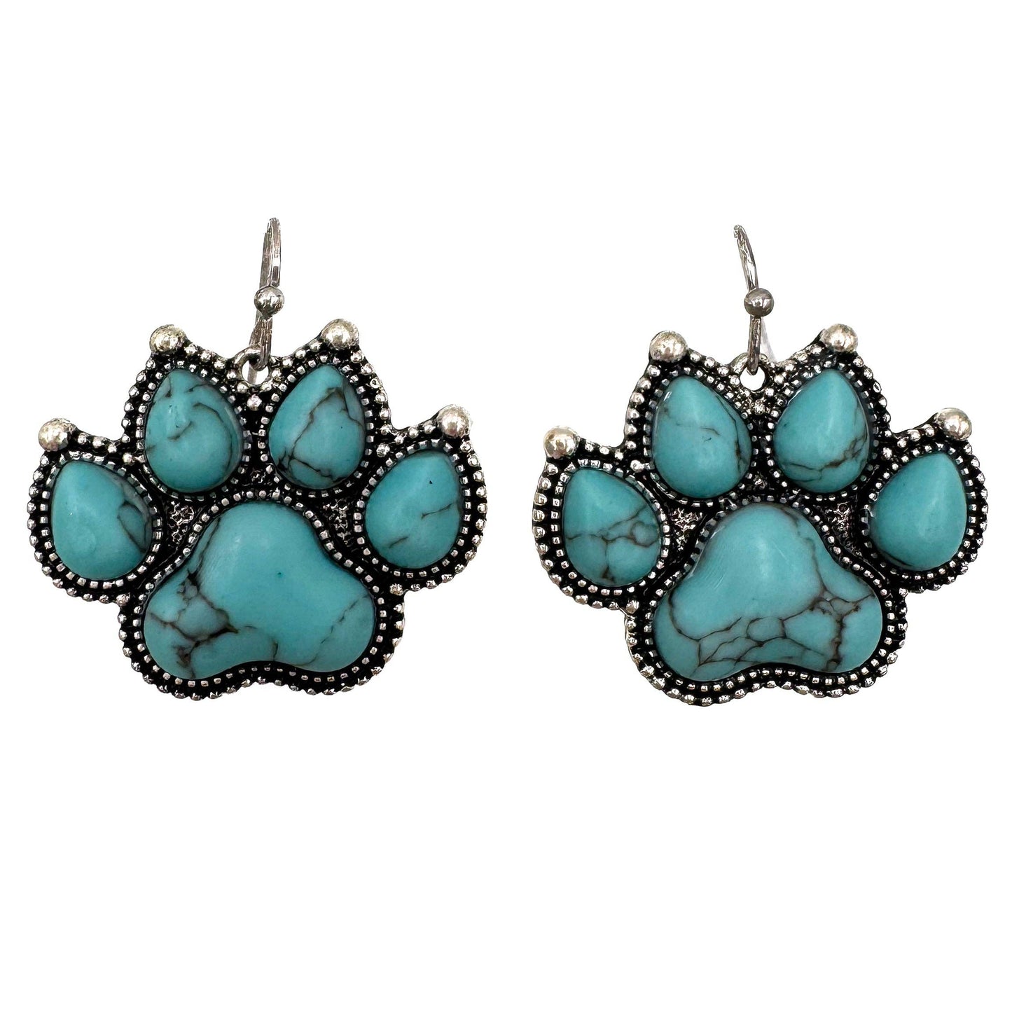 Turquoise Stone Paw Earrings: Turquoise