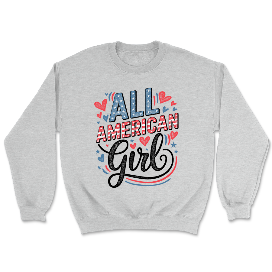 All American Girl Crewneck - 3493: Heather Grey / L