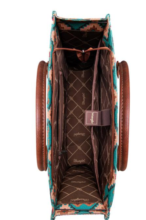Wrangler Southwestern Pattern Dual Sided Print Canvas Tote