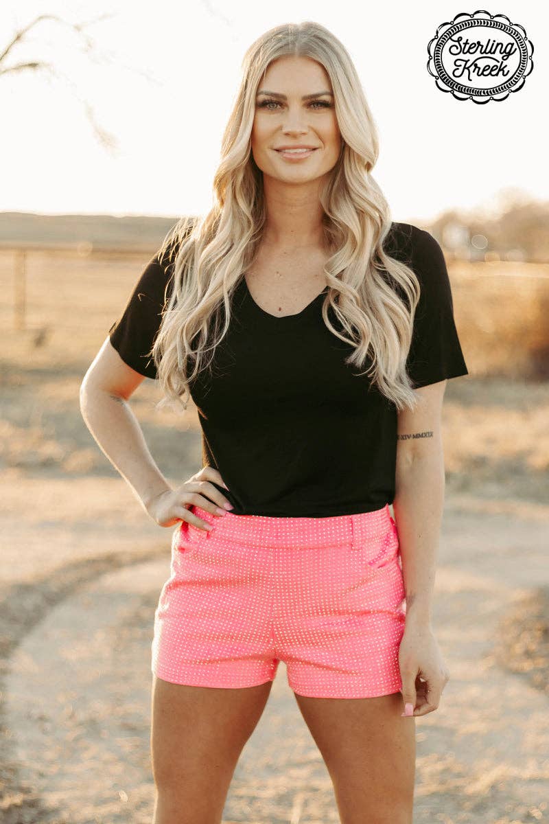 Rhinestone Velvet Shorts - Pink