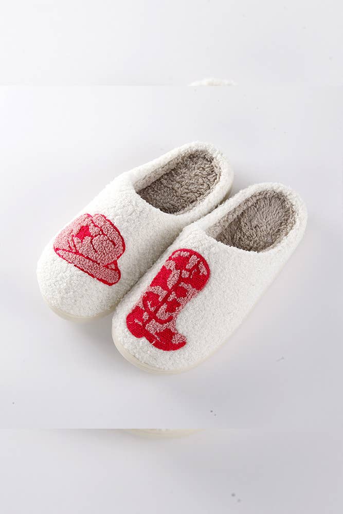 Hat and Boots Fluffy Slippers MMD008: White / 41-42