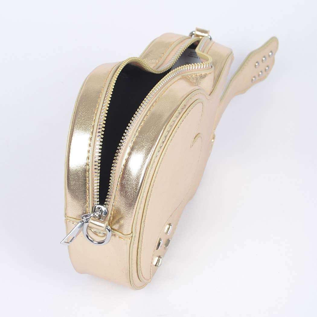 Metallic Faux Leather Guitar Novelty Bag: SL