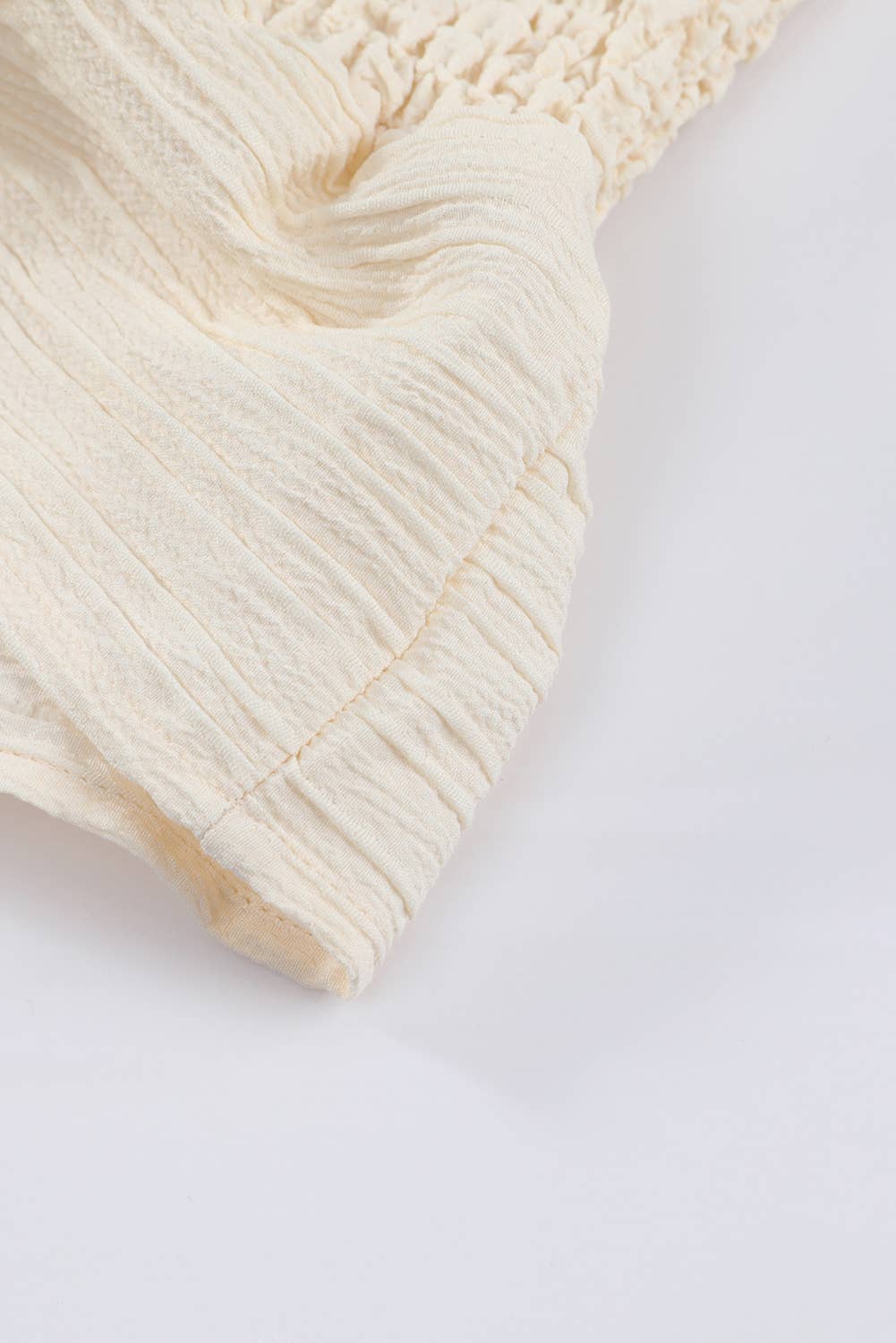 Ruffled One-shoulder Smocked Top: Apricot / 50%Polyester+45%Viscose+5%Elastane / XL