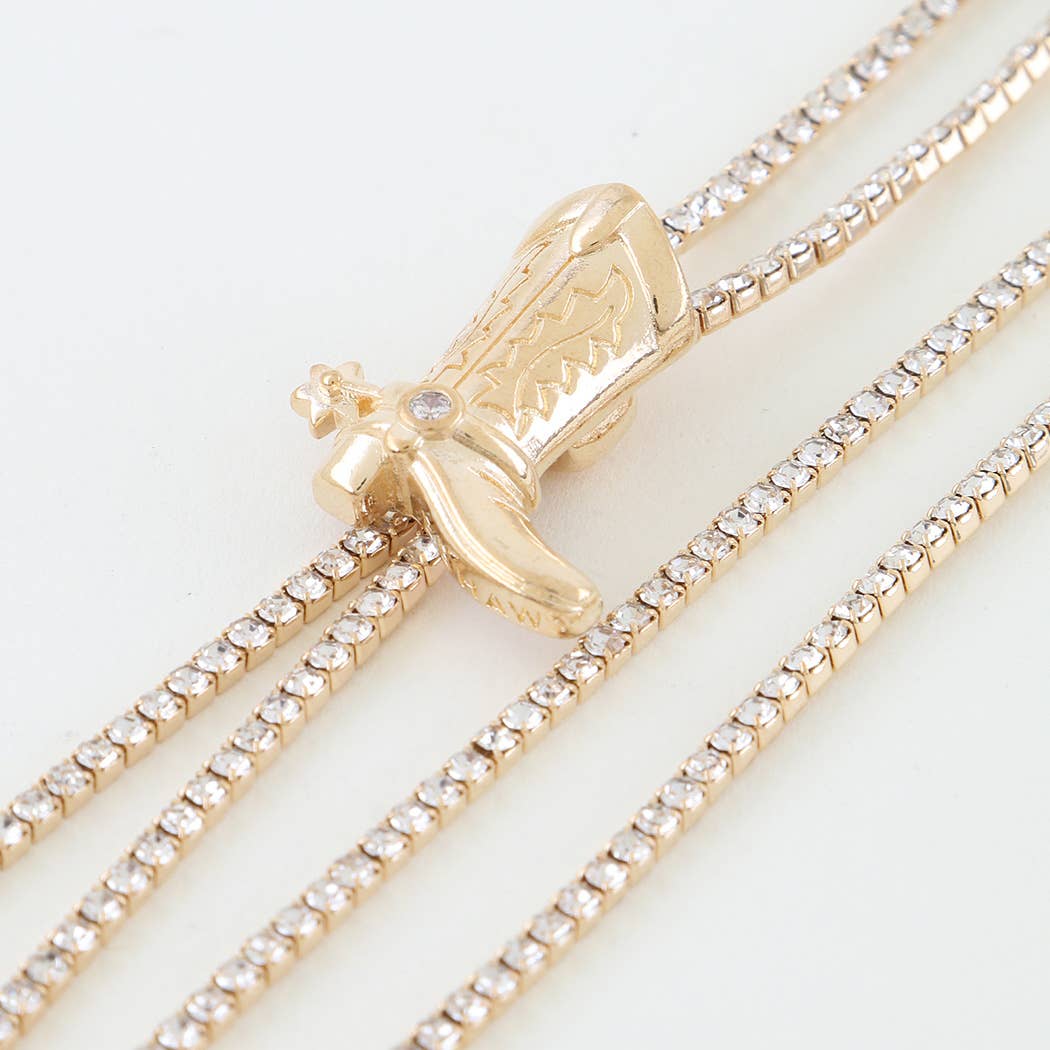 Bejeweled Cowboy Boot Toggle Necklace: GCL
