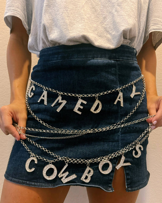 Rhinestone Chain Belt: COWBOYS