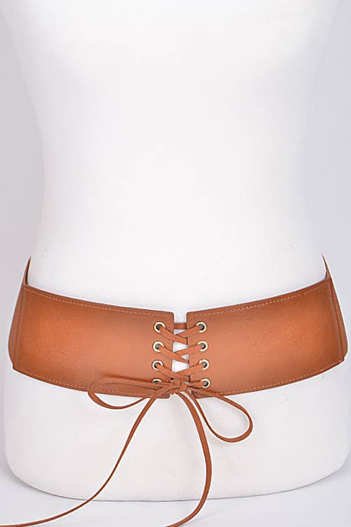 Corset Belt With Ribbon Detail: Camel