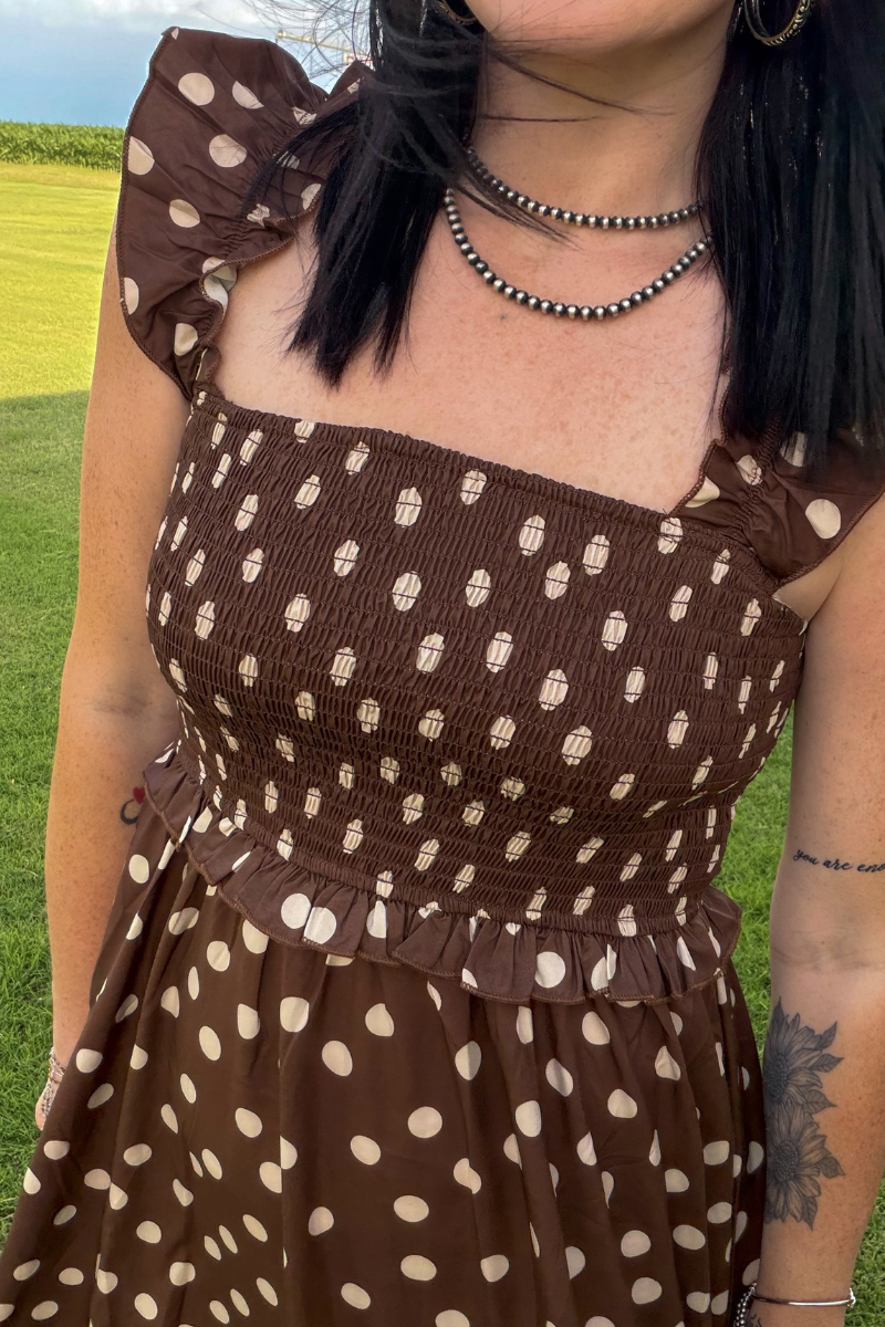 Mocha Polka Dot Dress