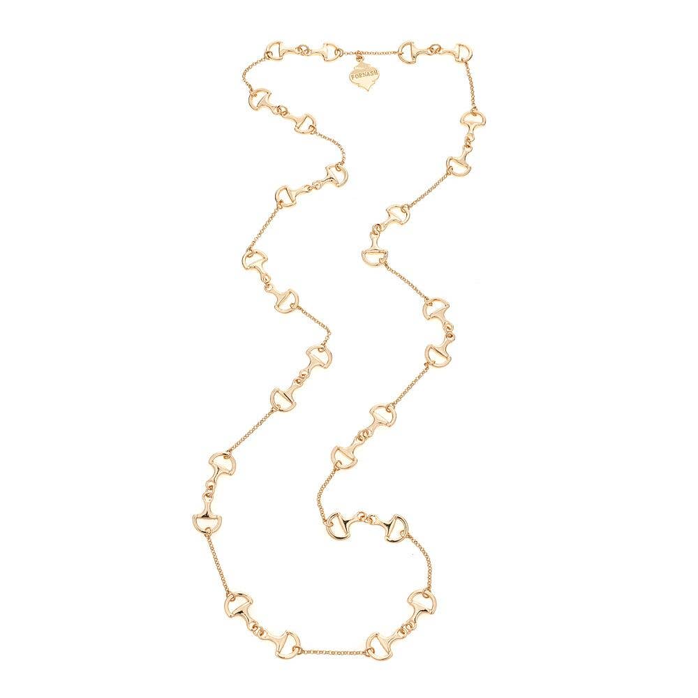 Long Baby Horsebit Necklace: Silver