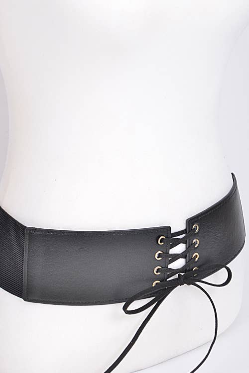 Corset Belt With Ribbon Detail: Camel