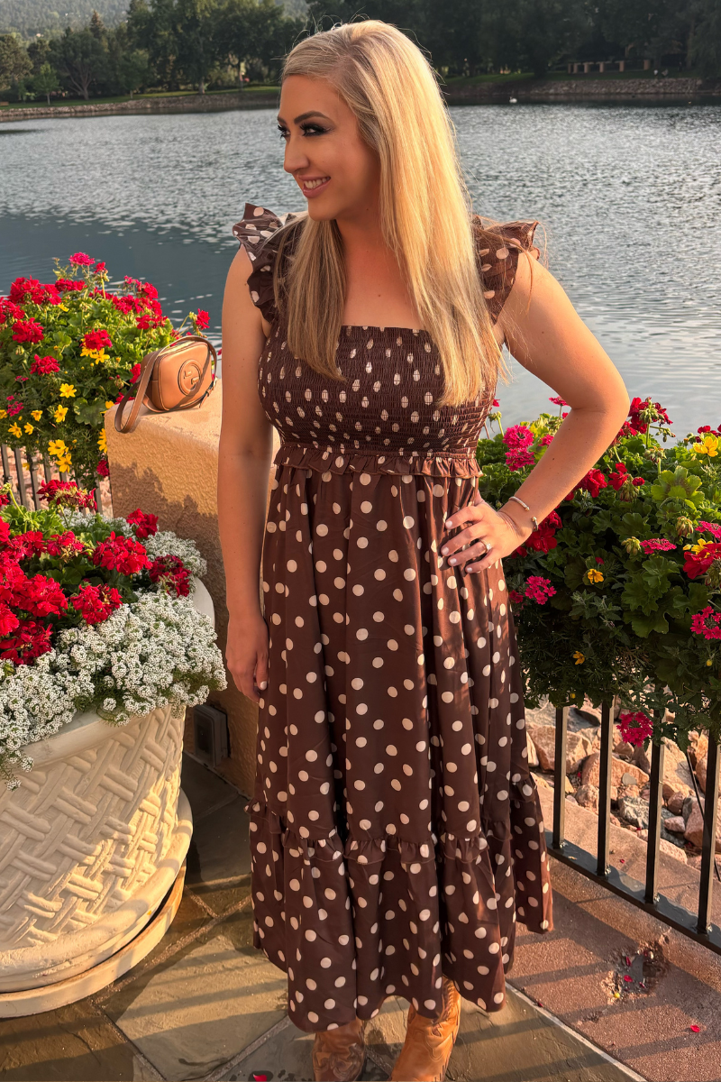 Mocha Polka Dot Dress