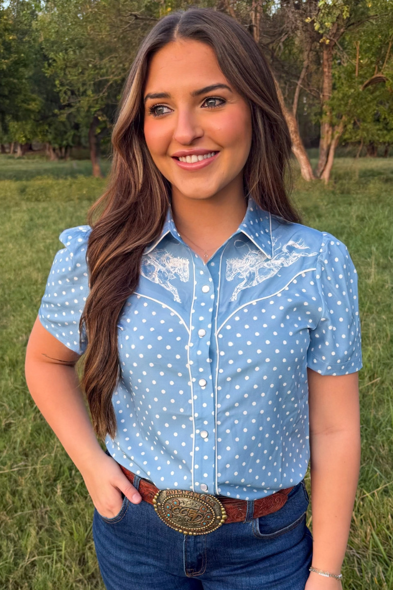 Blue Belle Button Up: S