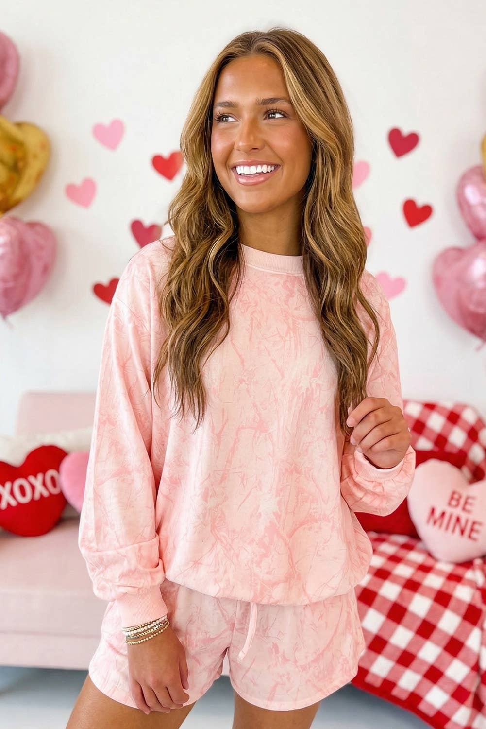 Camo Mock Neck Top and Short Set - Pink