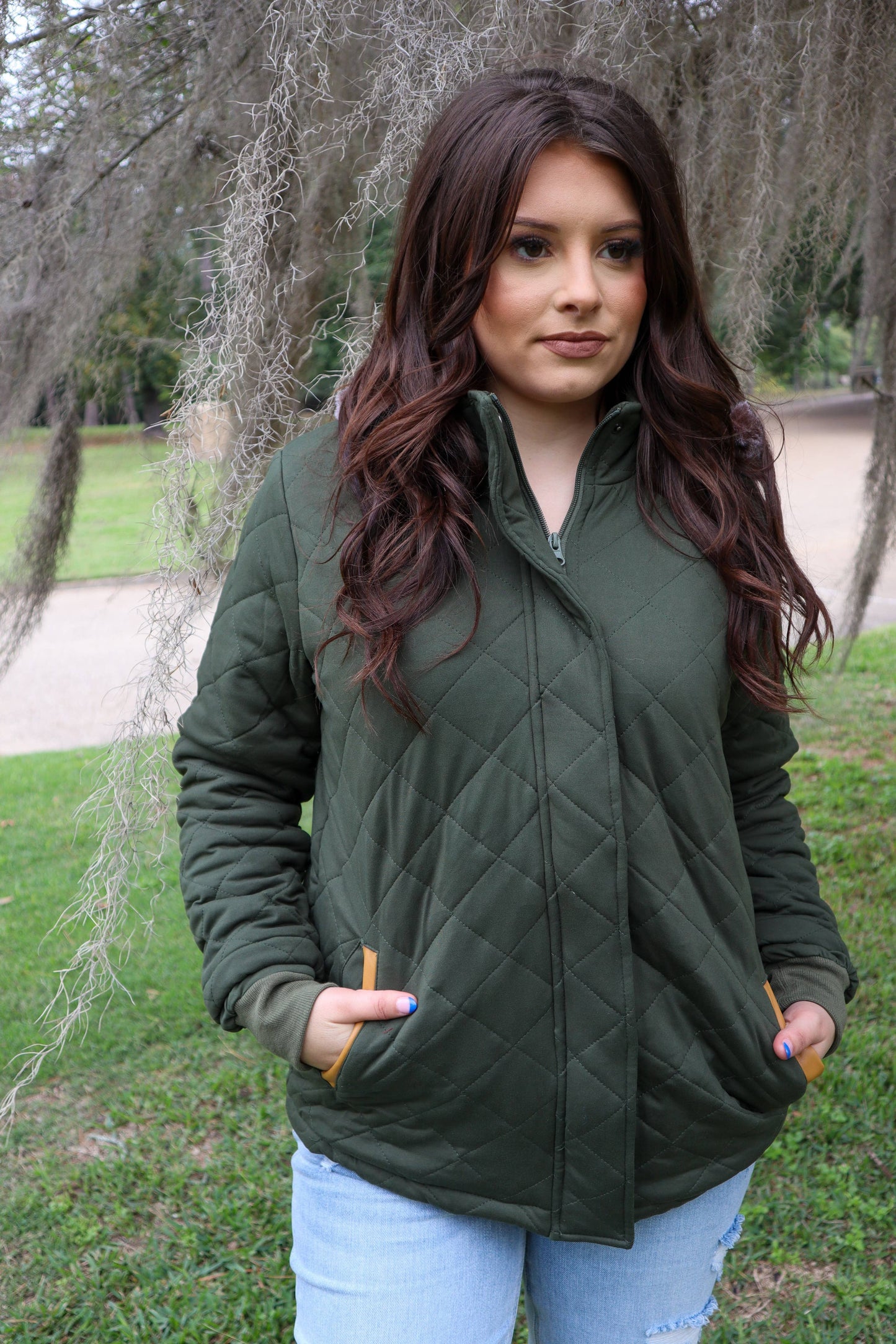 MK132 Carolina Fur Trimmed Quilted Jacket - Navy: NAVY / M