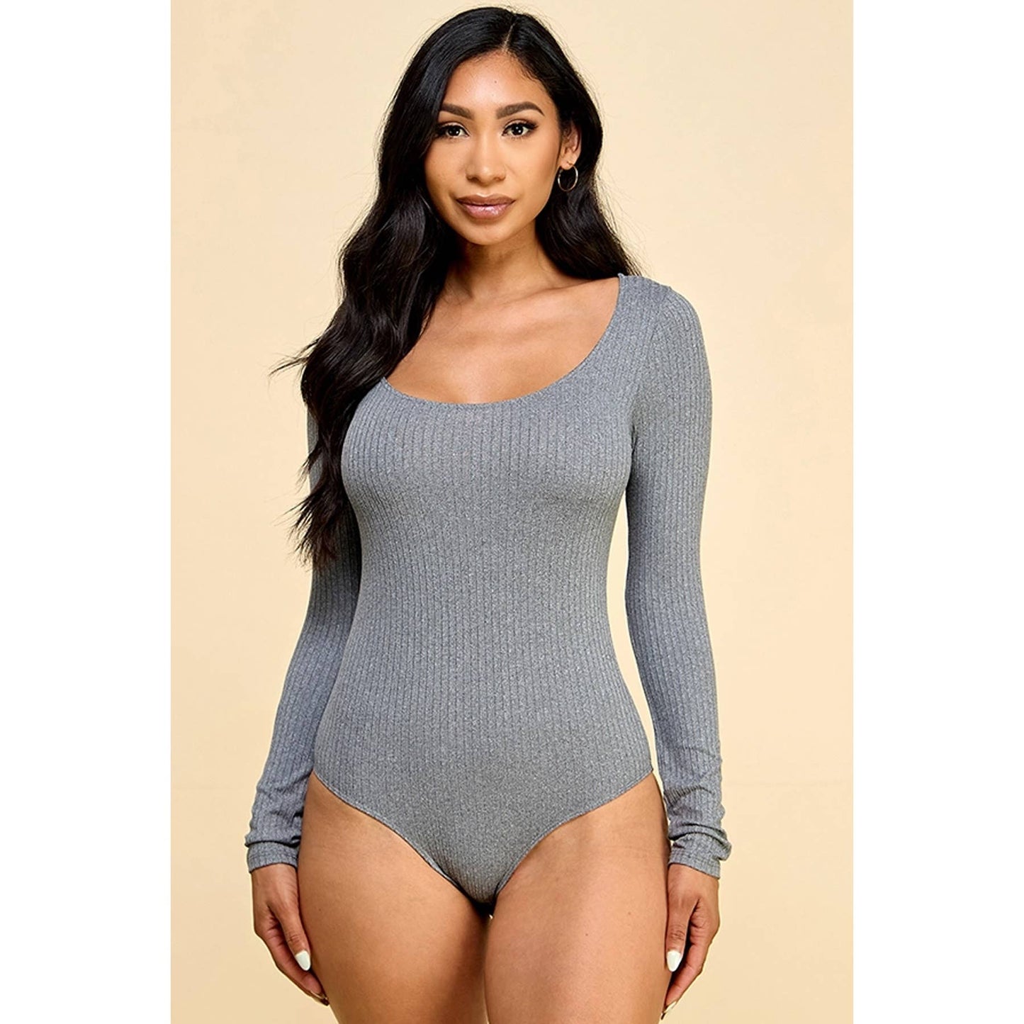 SCOOP NECK BODYSUIT: GREEN / M