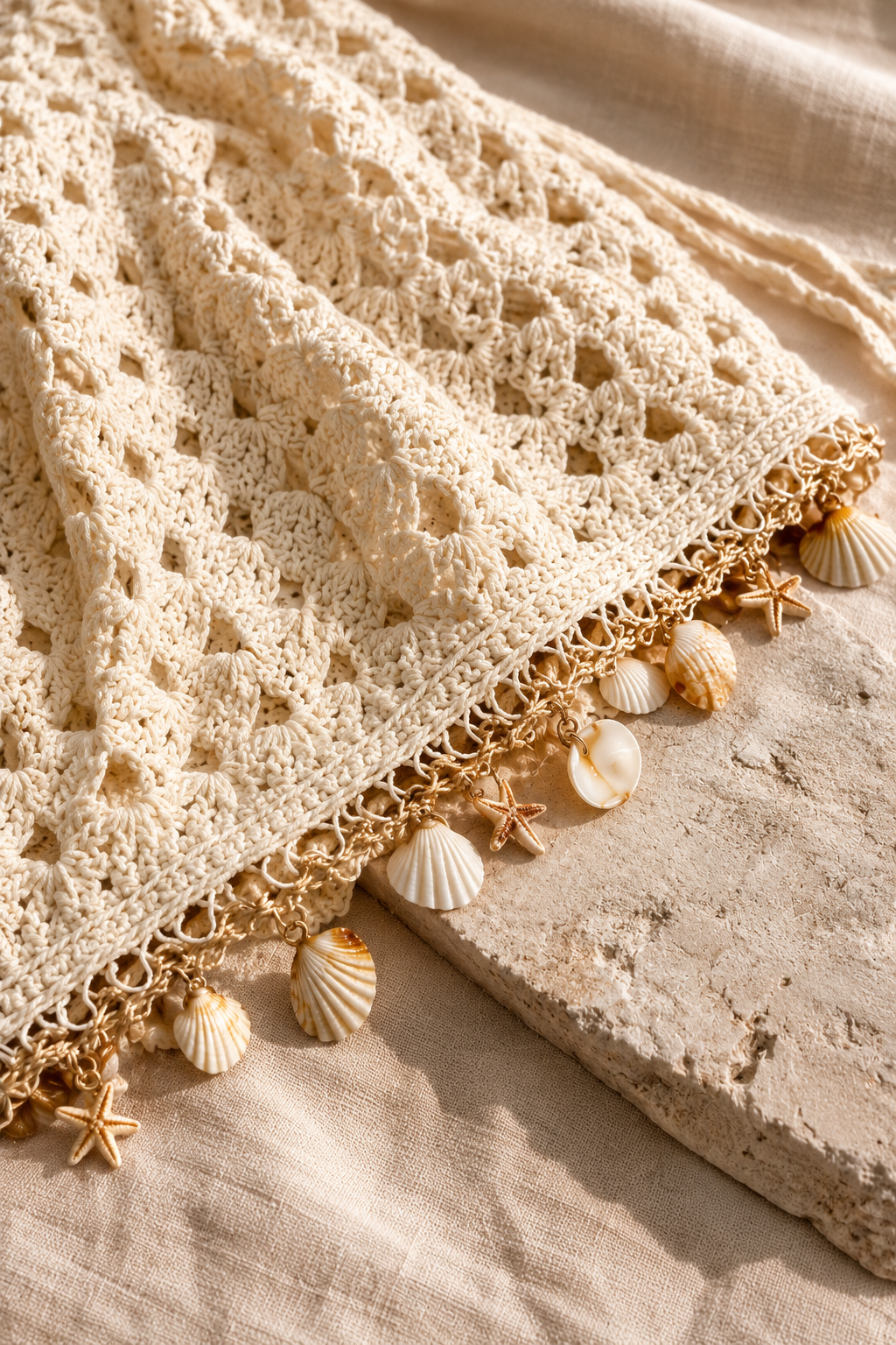 Boho Crochet Hair Bandana Coastal Resort Headscarf Kerchief