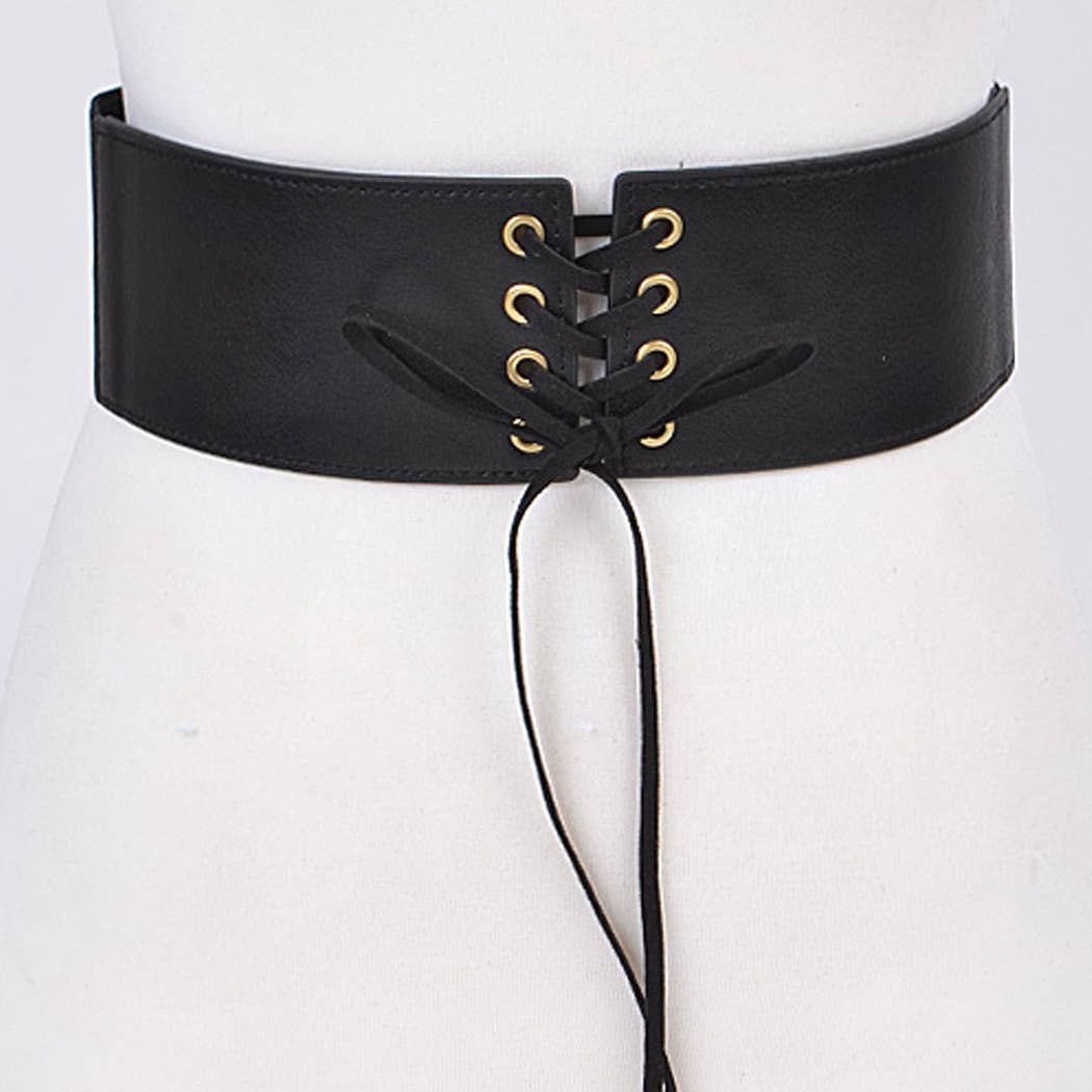 Corset Belt With Ribbon Detail: Camel