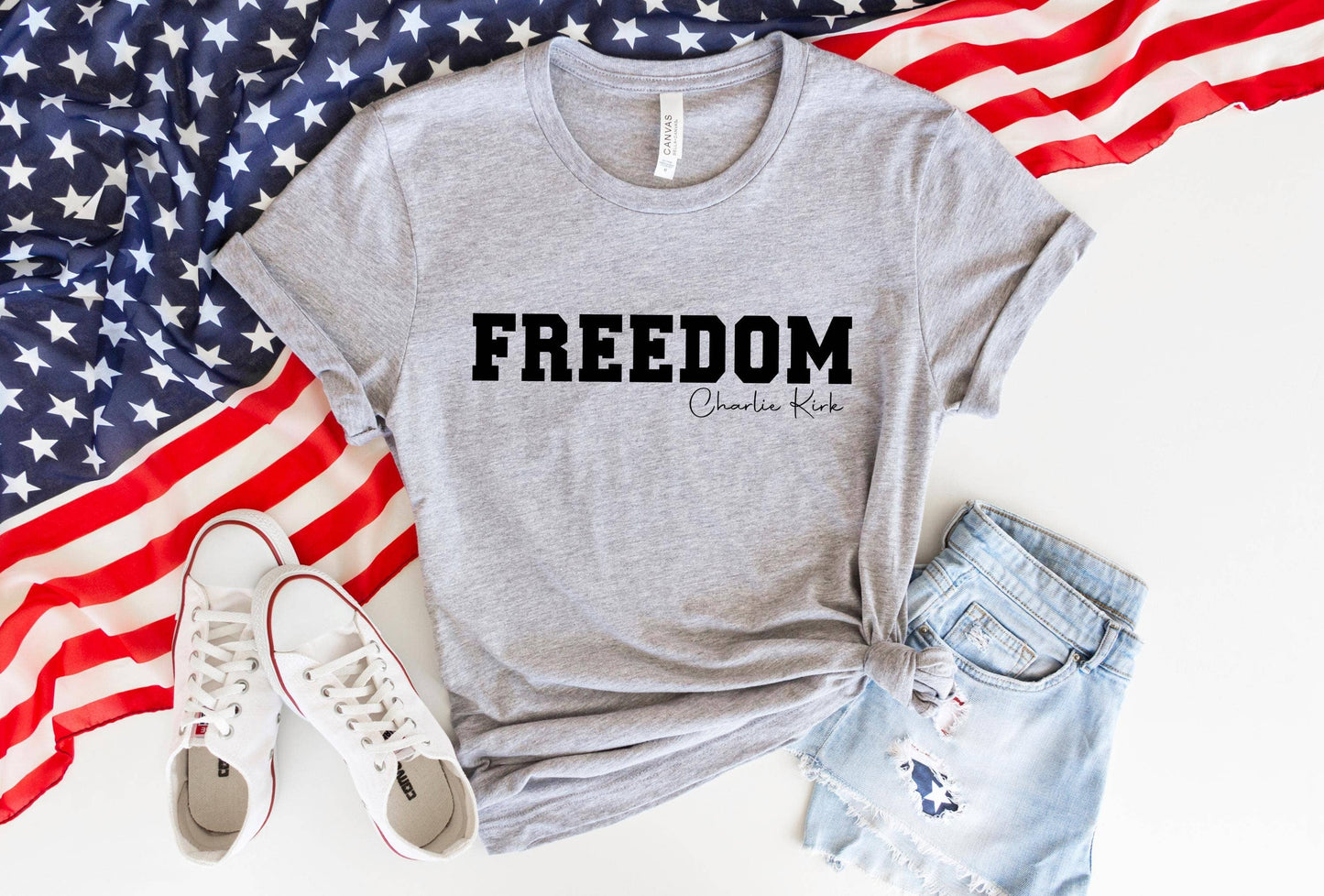 Charlie Kirk Freedom Shirt, Freedom Charlie Kirk Sweatshirt : Custom Color / XL / T-Shirt