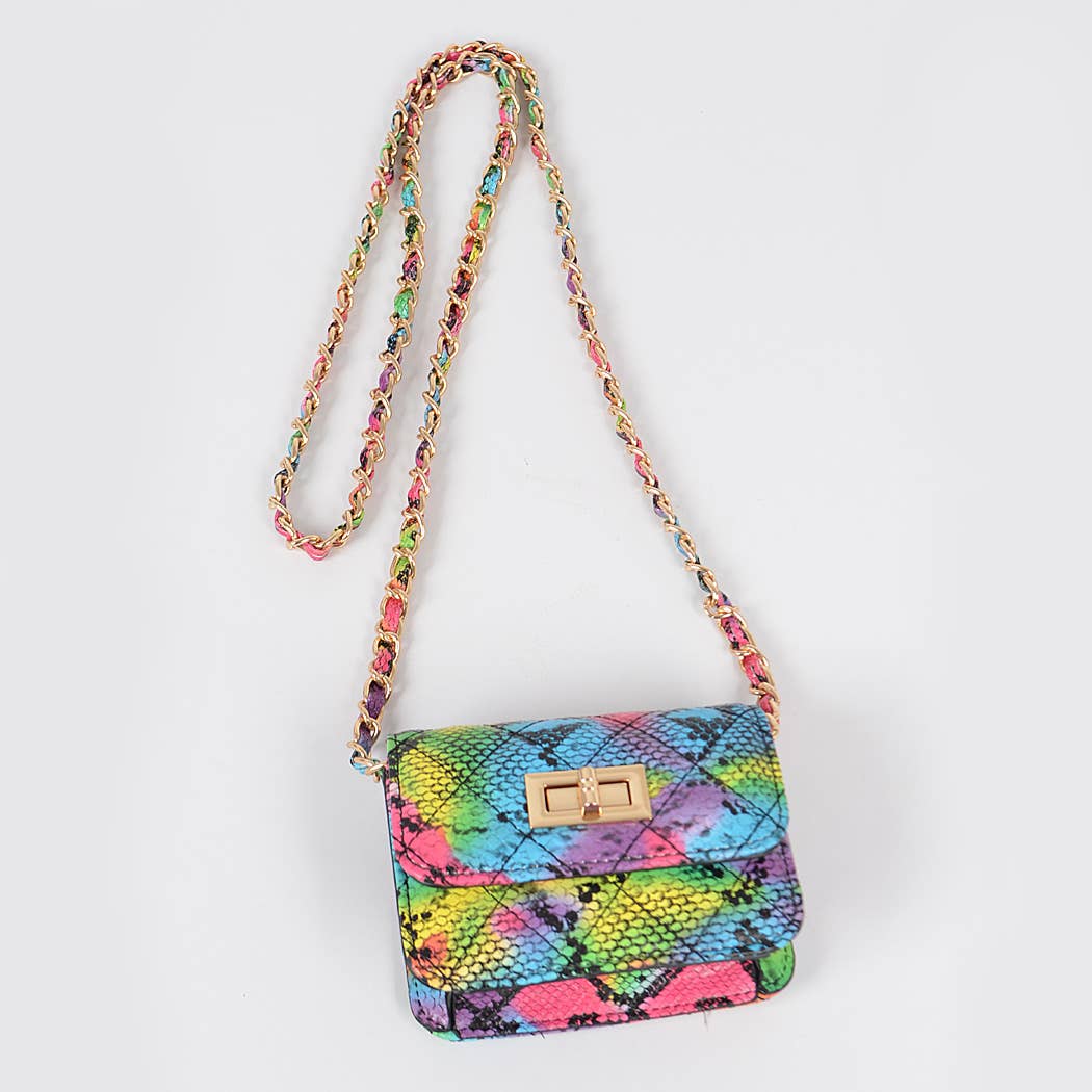 New Multi Snake Print Mini Bag: Multicolor
