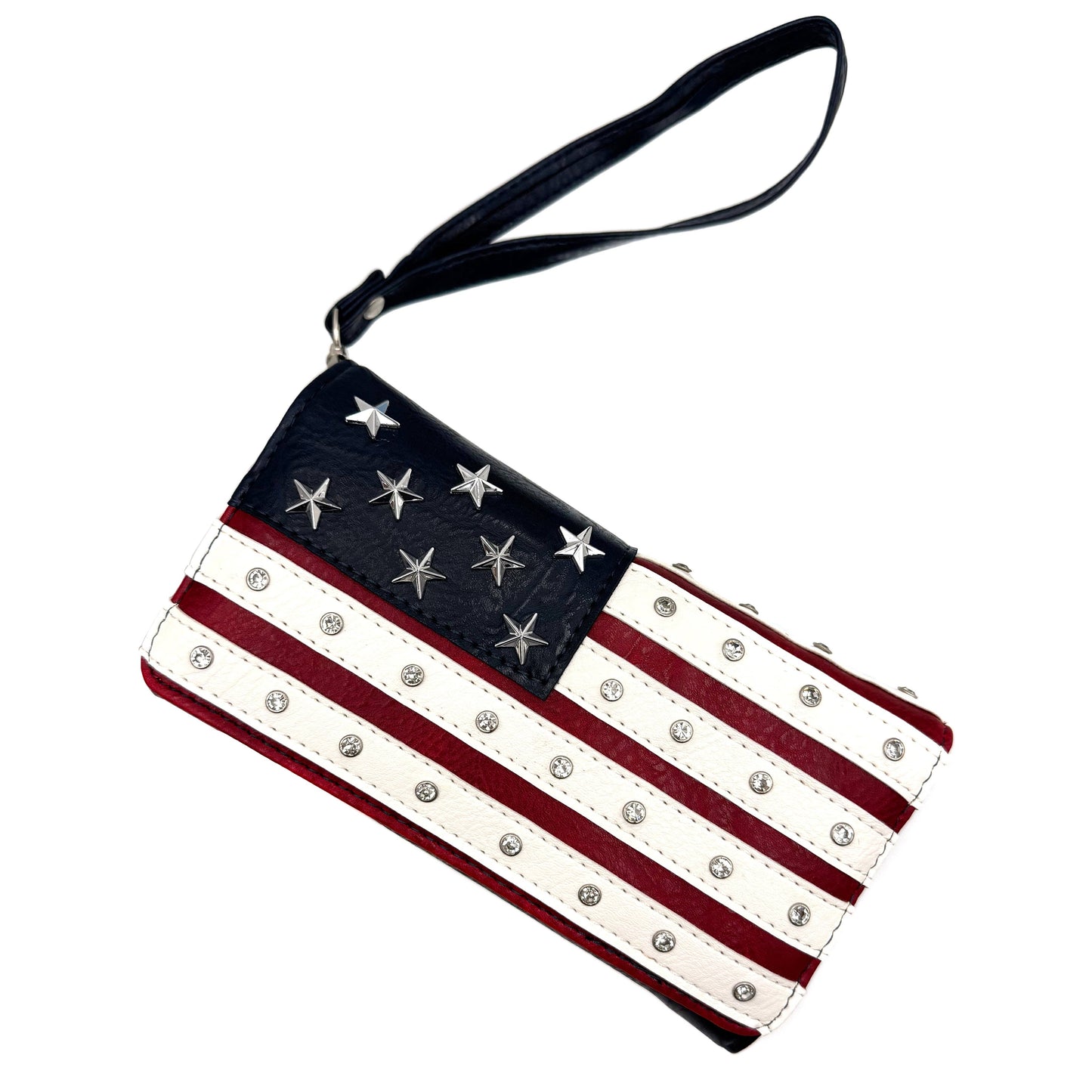 USA Flag Studded Stars Rhinestone Crossbody Wallet
