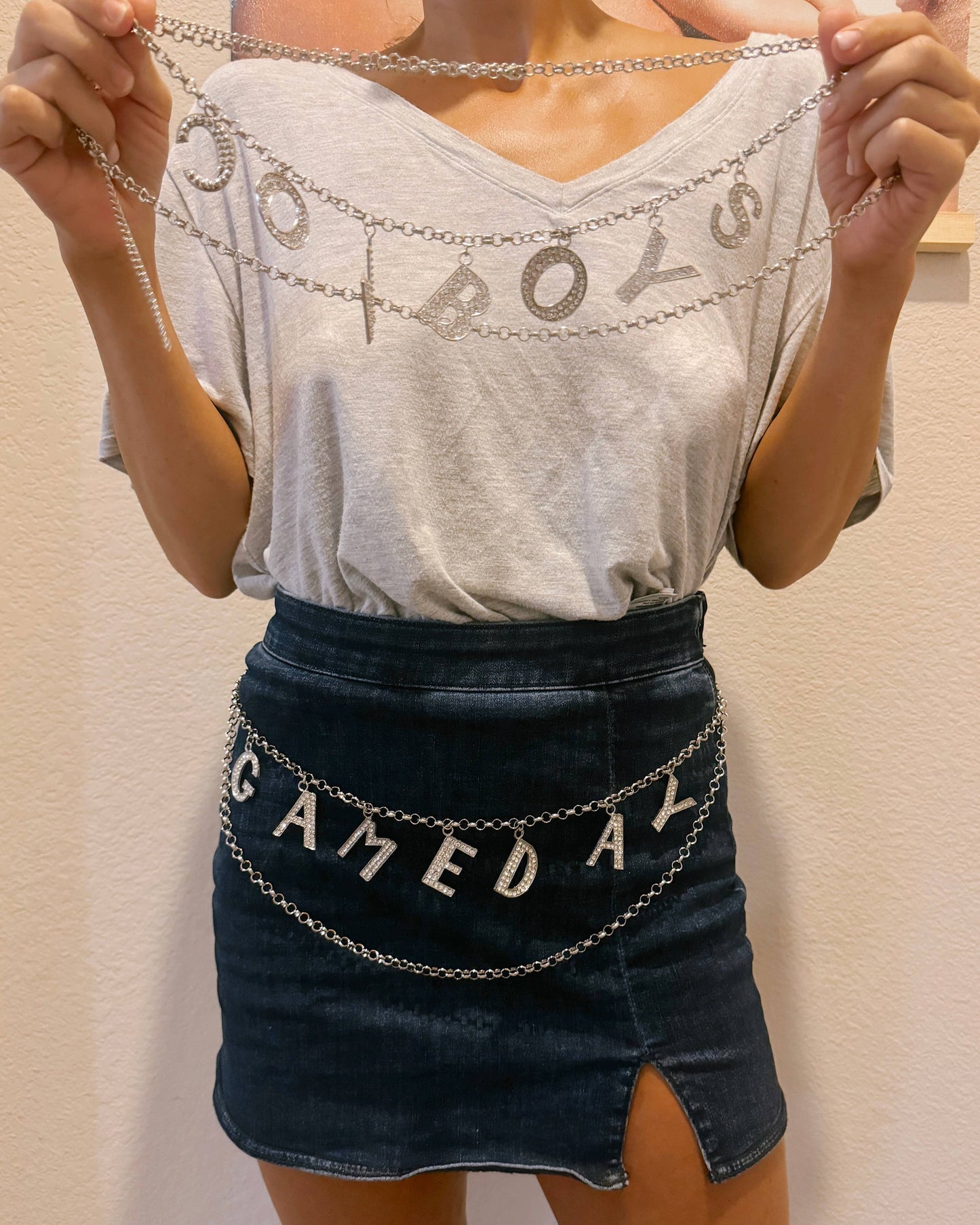 Rhinestone Chain Belt: COWBOYS