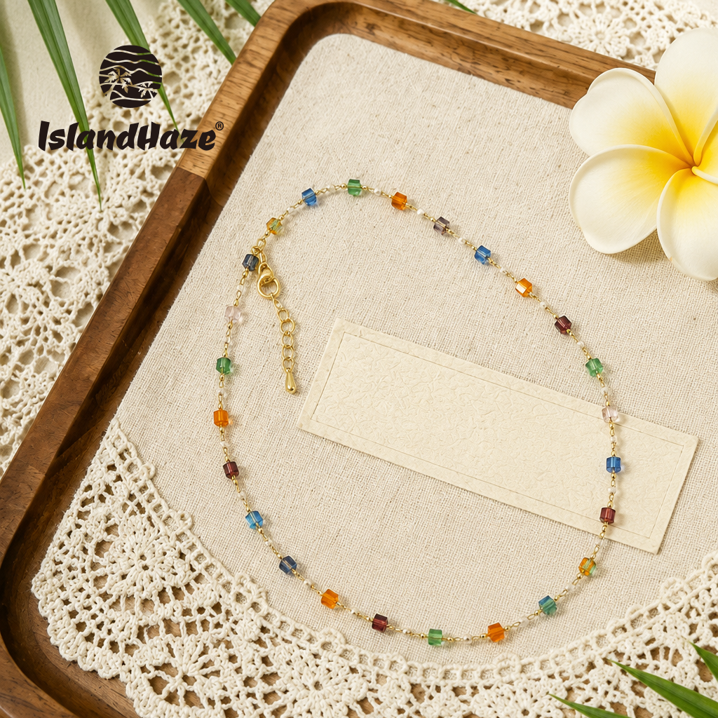 Dainty Rainbow Crystal Choker - Waterproof Beach Chain