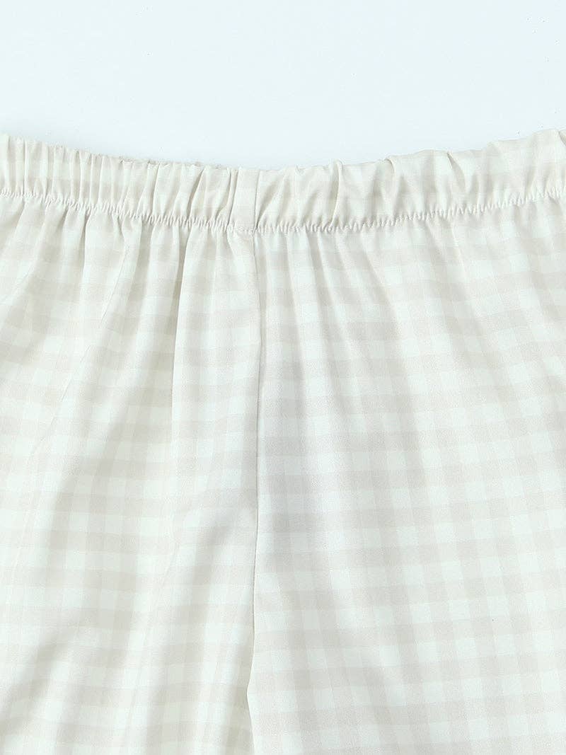 Gingham Side-Bow Pants: LIGHT BLUE / M