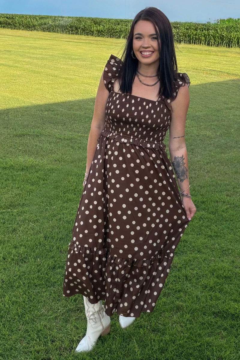 Mocha Polka Dot Dress