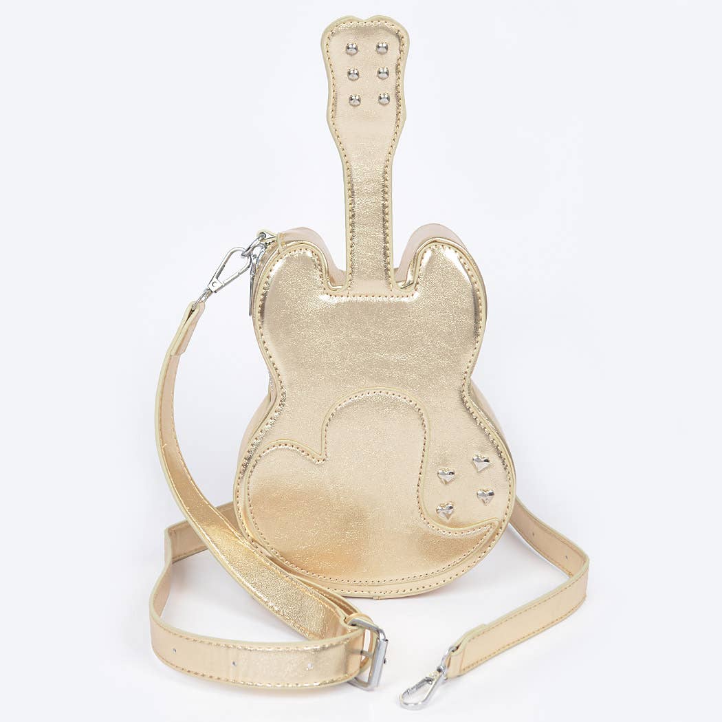 Metallic Faux Leather Guitar Novelty Bag: SL