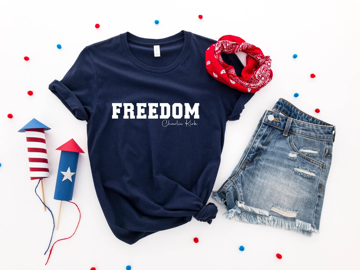Charlie Kirk Freedom Shirt, Freedom Charlie Kirk Sweatshirt : Custom Color / M / T-Shirt