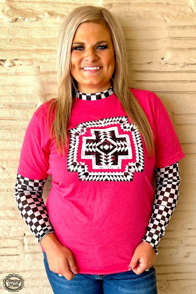 Round The Track Mesh Top -  Black and White Checkered
