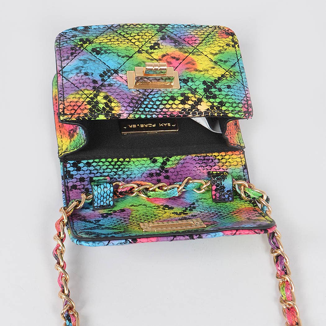 New Multi Snake Print Mini Bag: Multicolor